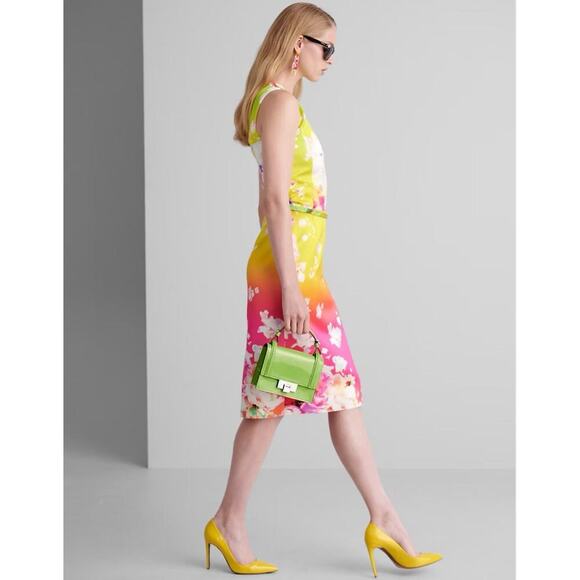 Ralph Lauren Collection Floral Belted Pencil Shift Dress 6 Midi Sleeveless $4K - Picture 3 of 14